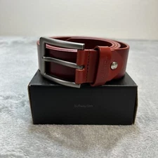 Buffway Mens Belt Minimalist 1.5" Full Grain Leather with Metal Buckle Heavy 46"