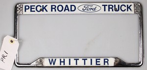 Details About Whittier Peck Road Ford Truck Vintage Dealer License Plate Frame California Pr1