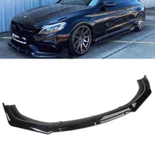 For Benz AMG C300 C63 Front Bumper Lip Spoiler Splitter Kit 3pcs Glossy Black