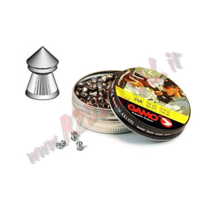 PIOMBINI GAMO MAGNUM ENERGY CAL 4.5 mm .177 TESTA A PUNTA 250 Pz ARIA COMPRESSA