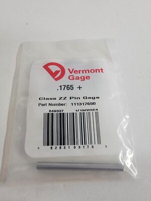 Vermont Gage - 111317650 - .1765'' Plus - Class ZZ Pin Gage