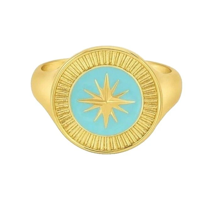 Turquoise Enamel Fashion Rings