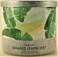 Bath & Body Works White Barn SUGARED LEMON ZEST 3 Wick 14.5 Oz Scented Candle
