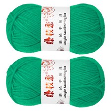 2PCS Crocheting Yarn,Green 4 Ply Acrylic Yarn 100g,197 Yards