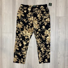 NWT Lauren Ralph Lauren Cabo Linen Floral Print High Rise Ankle Pants Size 16
