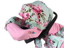 9pc Ultimate Set of Infant Car Seat Cover Canopy Headrest Blanket Hat Nursing...