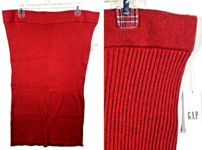 Gap Sweater Skirt Ribbed Knit Pull On Wiggle Bodycon Red XL NEW Coastal Preppy
