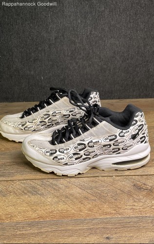 Nike Air Max 95 SE GS White Black Logo Print Kids Running Shoes Size 6Y
