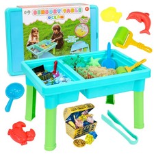 Ocean Sensory Table with Sands, Bin with Lid, Indoor Outdoor Use, Sand Art Ki...