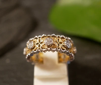 Zauberhafter 750 18 K Gold Ring Bicolor Weißgold Gelbgold Diamanten 0,8 Carat - Bild 1 von 4