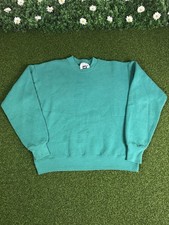 Vintage 90s Lee Heavyweight Blank Crewneck Pullover Sweatshirt USA Made Teal M