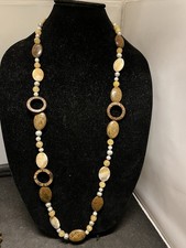 Bronzite, Pearl, Yellow Jade, Shell, 925 Sterling Silver Jewelry Necklace CGI CN