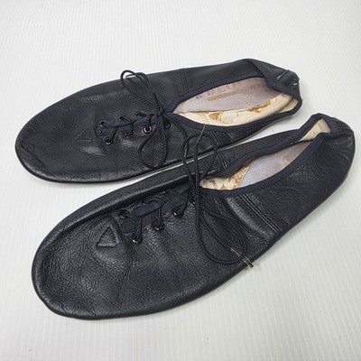 Vintage BLOCH Ladies 8 Black Soft Leather Jazz Lace-up Shoes