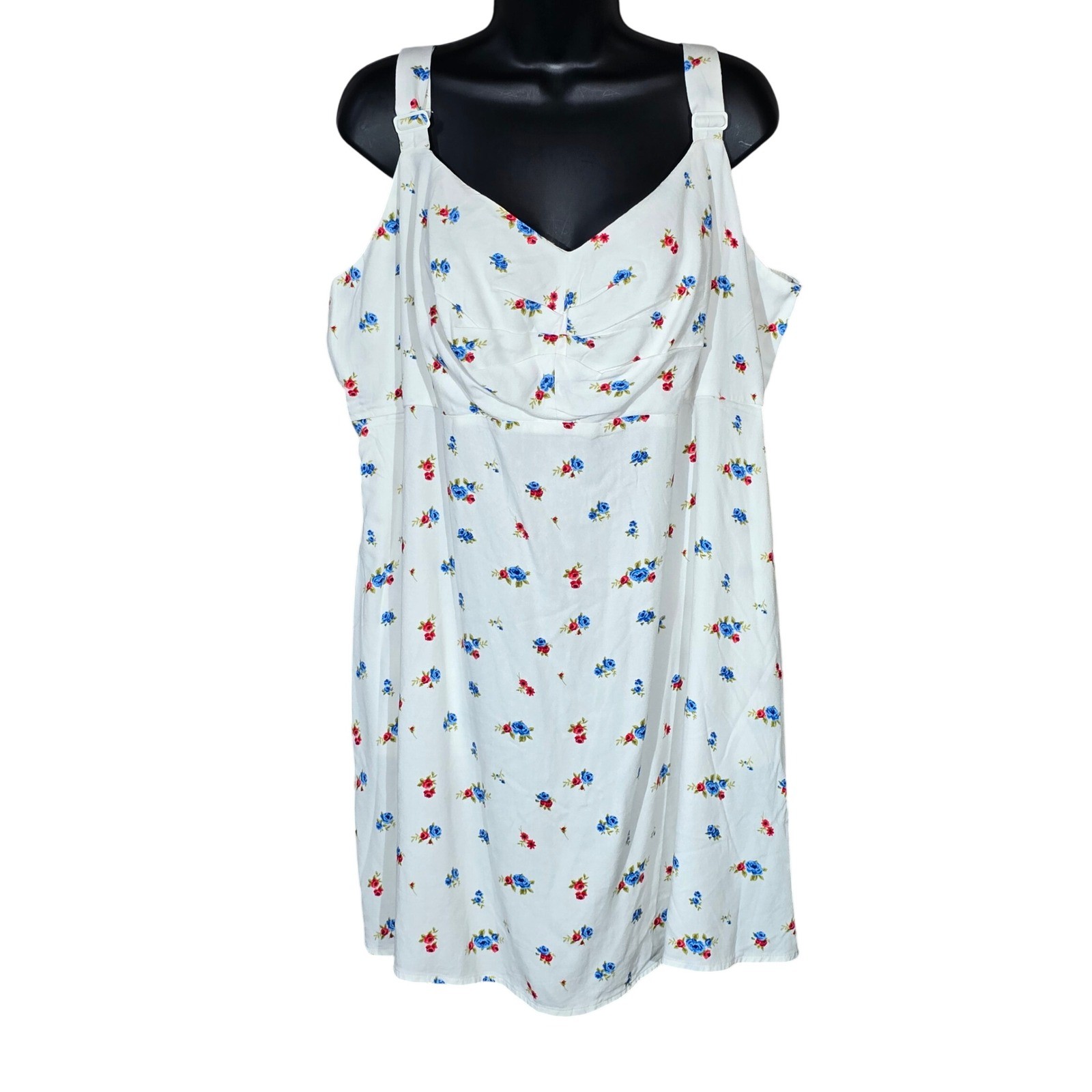 Old Navy Cami Mini Dress 2X Plus White Floral Smocked Back Boho Cottagecore