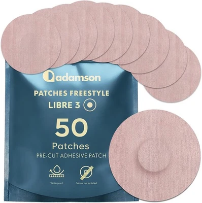 ADAMSON Freestyle Libre 3 Pflaster – 50-Pk, Langlebig, ohne Klebstoff in der Mitte