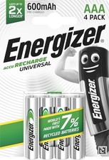 Recharge Universal AAA Batteries 4-Pack - 500 mAh NiMH, Eco-Friendly Power 13.63 per battery