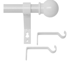 White Curtain Rods for Windows 28 to 48 Inch, Heavy Duty Curtain Rod Set with Br