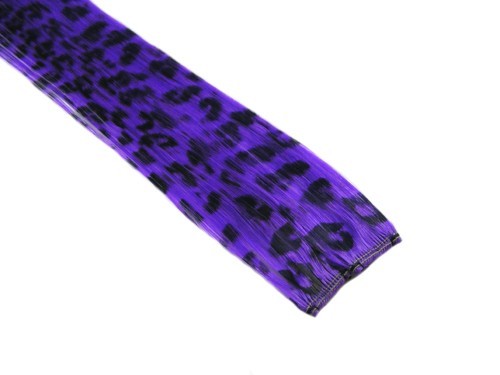 Clip-In 12"" Hair Extensions Neon Purple Leopard Print Emo Scene Extension Rave