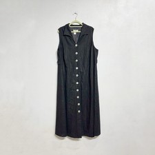 Coldwater Creek Black Linen Blend Vintage Maxi Shift Dress Sz 24