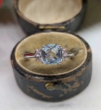 9ct Topaz and Diamond cluster ring in white gold. Stacker ring