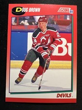 1991 Score: Series 1-NHL/English #163 Doug Brown/Devils/RW 🏒🐷🏒