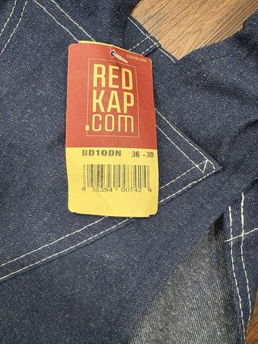 Mens Overalls Red Kap 36x30 Bib Work Blue Denim Jeans Workwear Carpenter - Picture 12 of 13