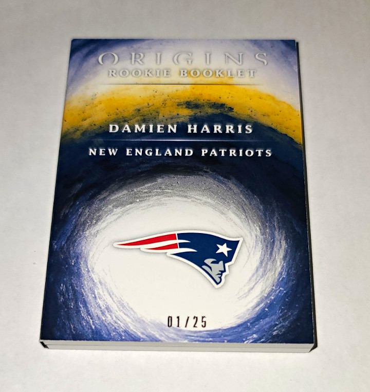 2019 Panini Origins Damien Harris Patriots RC Booklet Patch Auto #BPA-DH /25 view 1
