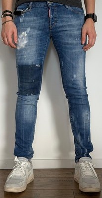 Dsquared2 Slim Jean Herren Gr. 46 Blau Indigo Straight, Stonewashed Kette 610 