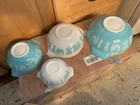 4 Pyrex AMISH BUTTERPRINT Cinderella Mixing Nesting Bowl Set 441• 442• 443• 444