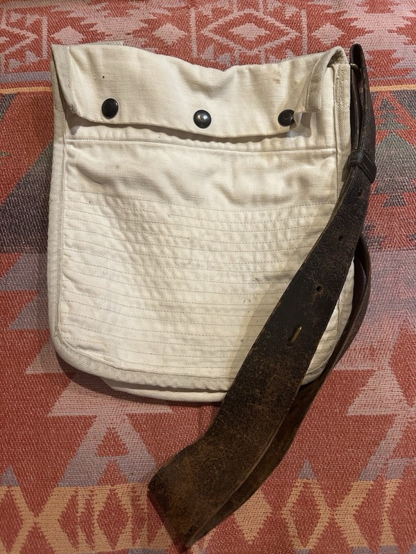 Vintage Military Canvas  Bag With A Leather Shoulder Strap