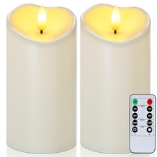 6"x3" Outdoor Waterproof Flameless Candles with Remote and Timer, Battery Ope...