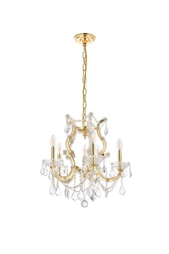 Elegant Lighting 2800D20/RC Maria Theresa 6 Light 20"W Crystal - Gold - Picture 6 of 12