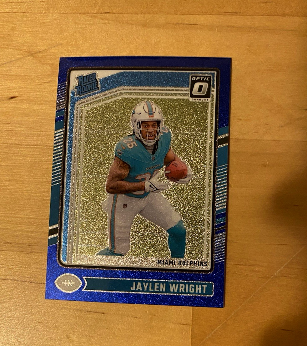 2024 Panini Donruss Optic Jaylen Wright #249 Blue Glitter Rated Rookie Dolphins