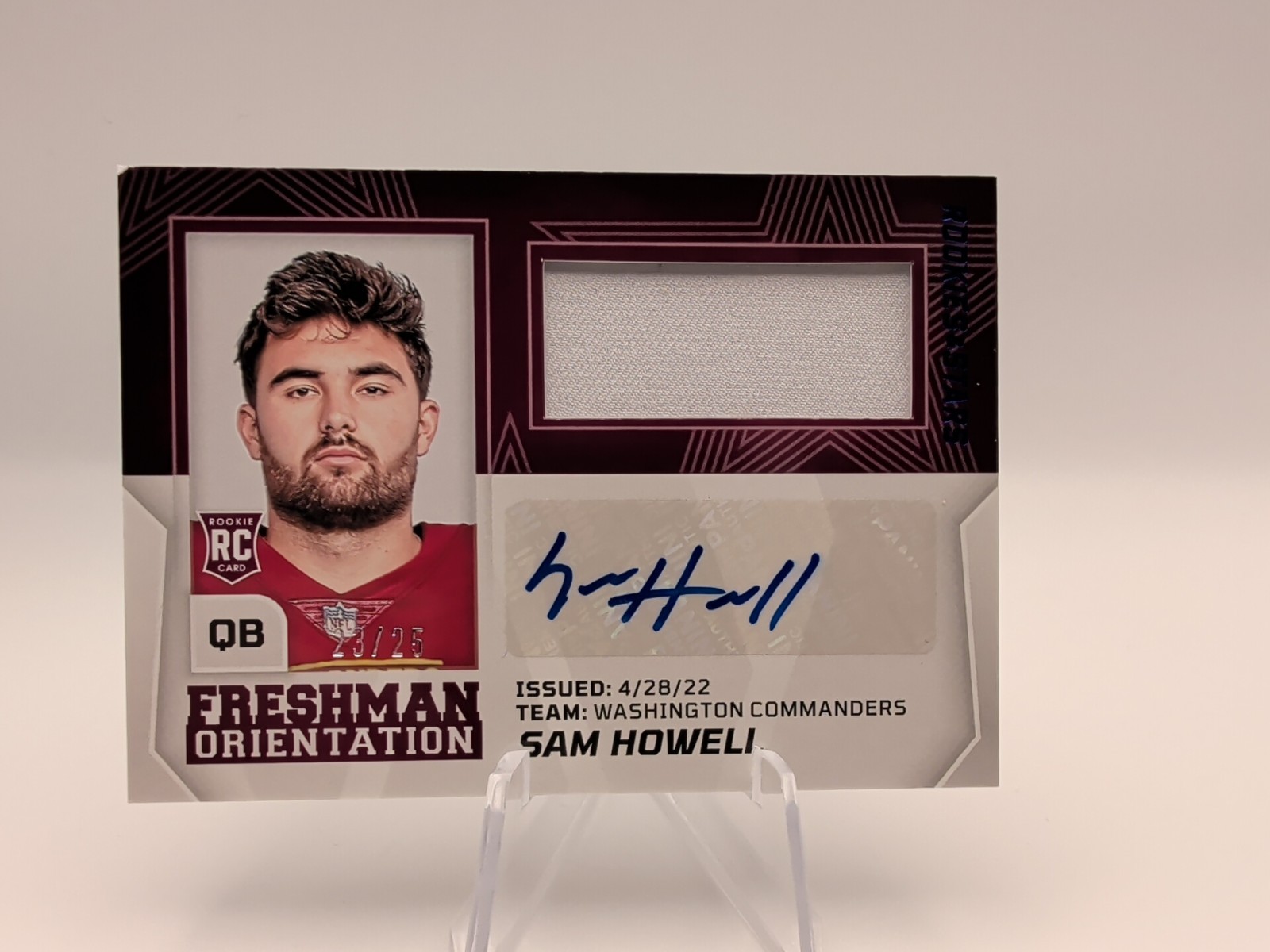 Sam Howell Panini Rookies & Stars Freshman Orientation Autograph Relics #FOSH Base