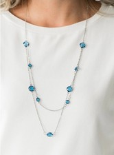 Paparazzi Raise Your Glass Blue Rhinestones Necklace Earring Set