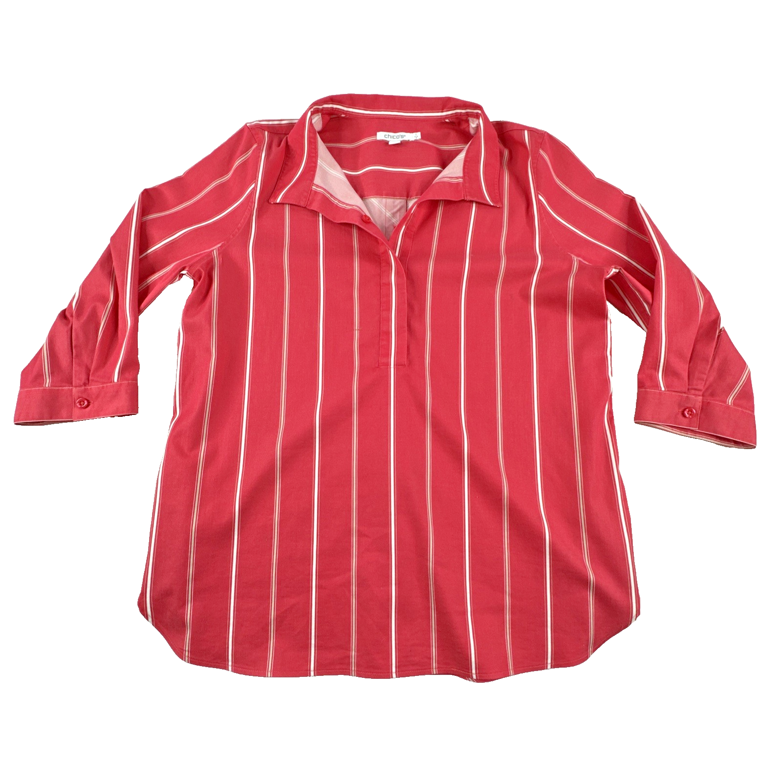 Chico's Old Money Preppy Pink & White Blouse. Women's Size 1 US 8(M)