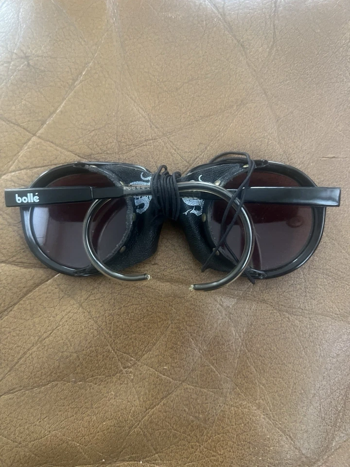 Bolle 8161 Ski Glacier Frames Vintage 80s, France Leather Snake Shields - Image 2 of 4