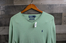 Polo Ralph Lauren Sweater Mens Large Pistachio Green V Neck Pima Cotton