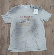 $250 Mens Isabel Marant "Honore" Graphic Linen T-Shirt Beige Large