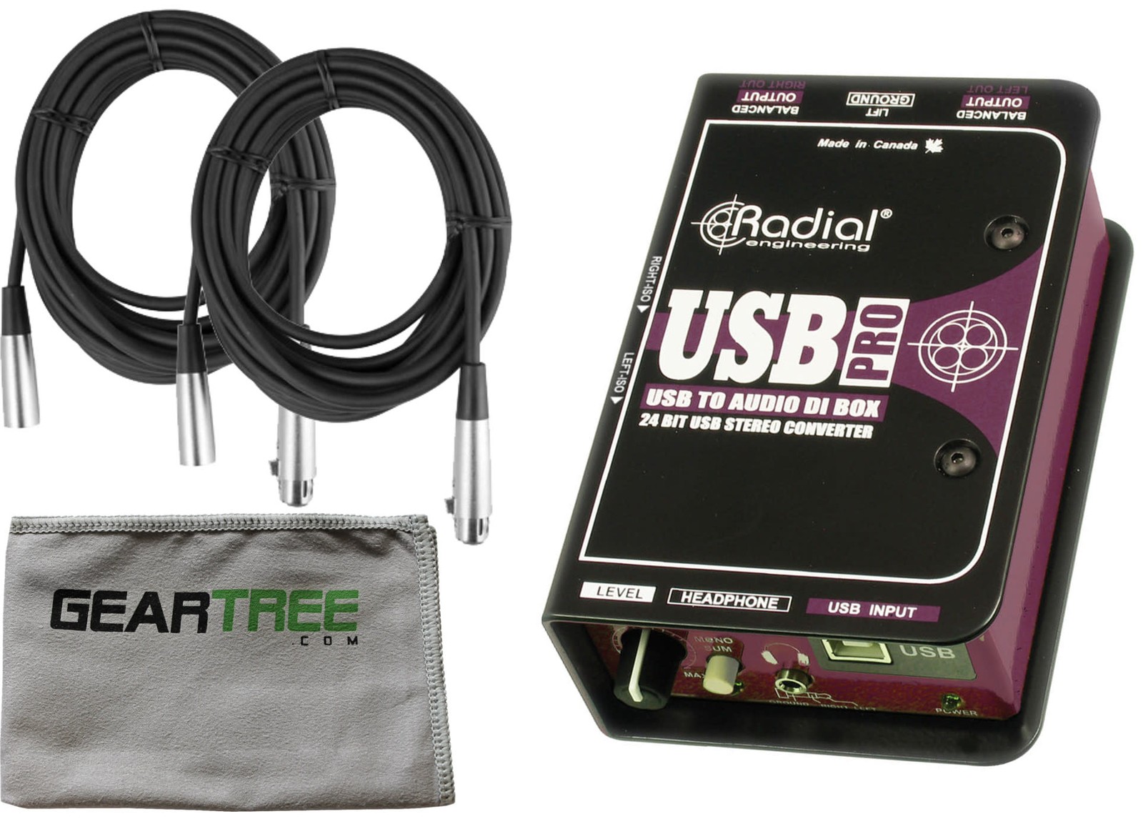 Radial USB-Pro Digital USB DI for Laptops w/ Polish Cloth and 2 Cables