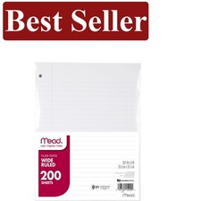 Convenient 8" x 10-1/2" Wide Ruled Filler Paper - 200 Sheets for School Use