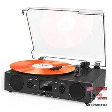 Record Player with Built-in Speakers, 3-Speed Belt-Drive Turntable, Bluetooth