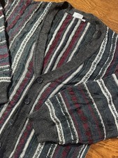 Vintage Medium Cardigan Sweater Coogi Style 3D Knit Sweater Biggie 90s