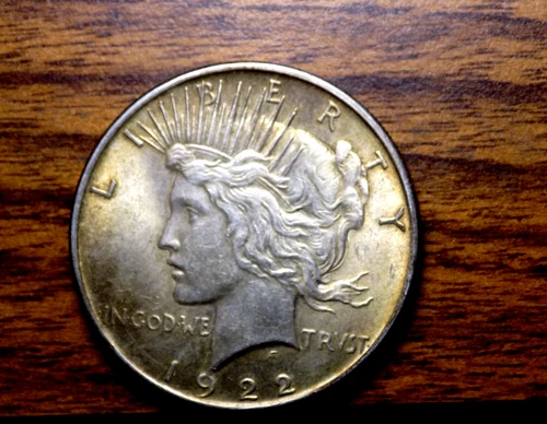 PEACE SILVER DOLLAR 1922 FROSTY RAINBOW TONED UNC PRETTY ALBUM TONED COIN