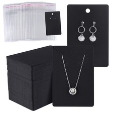 Earring Display Card Set with Self-Seal Bags Jewelry Holder Black 150 Pcs