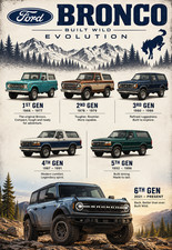 Ford Bronco Evolution Poster 1966-2025 Generations 13x19 Matte Print Ford Bronco Evolution Poster 1966-2025 Generations 13x19 Matte Print