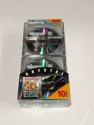 New 10 Pack Memorex CRYSTAL MD 80 minute DIGITAL Recordable Mini Disc