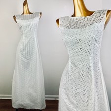 Vintage 60s boho wedding dress white cotton prairie maxi sundress