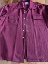 Vintage McGregor Wool shirt Dark Red Size Large Made In USA Flawed And Stained
