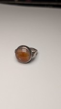 Vintage Sterling Silver Squared Carnelian Gemstone Ring | Size K | 925 Silver